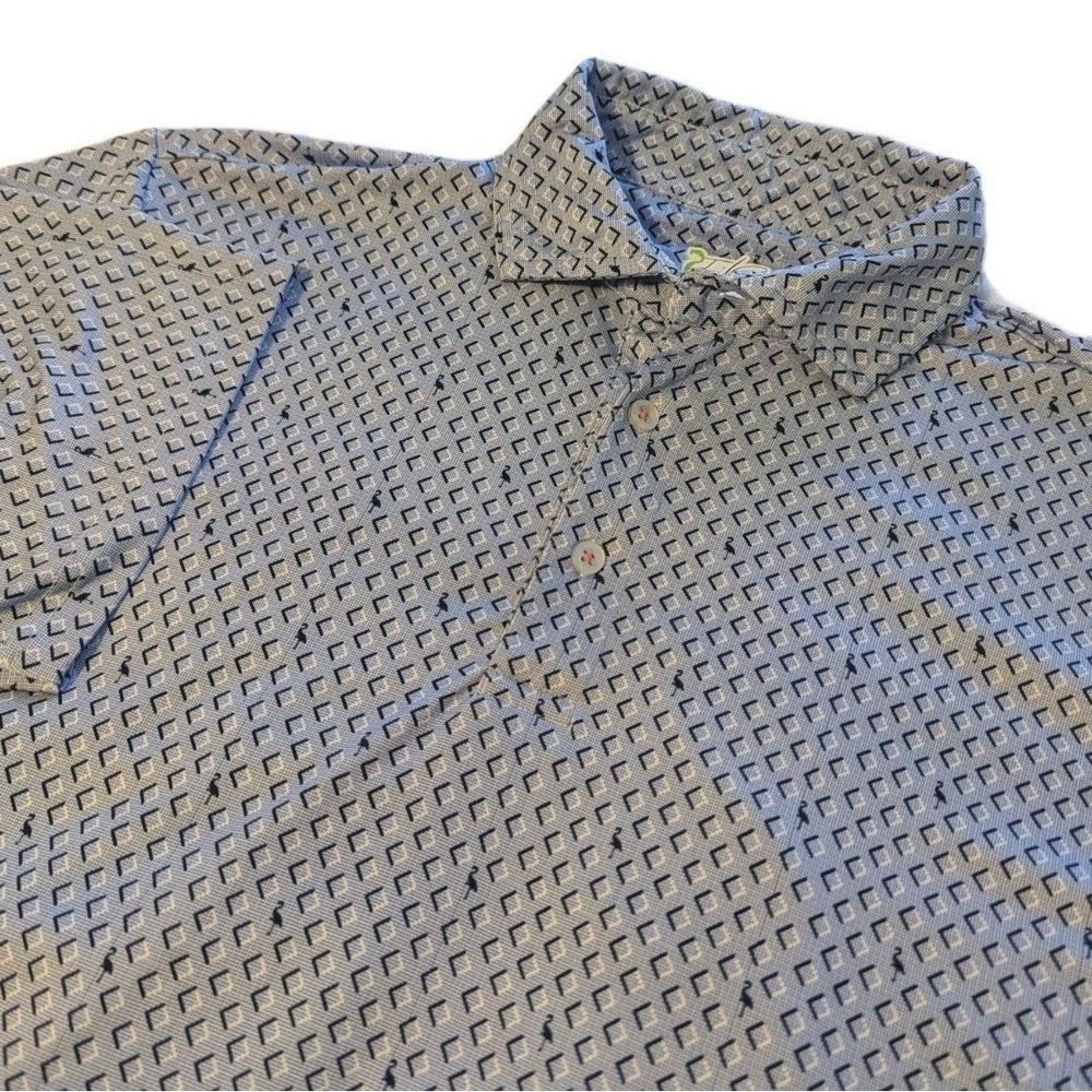 TailorByrd Mens M Performance Golf Polo Short Sleeve Shirt Blue Diamond Flamingo